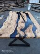 Olive Wood Dining Table, Epoxy Resin Table, Custom 65  x 40  Olive Wood Table, Blue Epoxy Table, Live Edge Table, Custom Order for Sabrina Supply