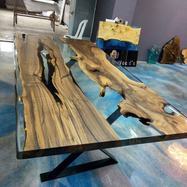 Made to Order Custom Table,  Epoxy Wood Table, Resin Clear Table, Epoxy Walnut Dining Table, Clear Epoxy Table, River Epoxy Dining Table For Cheap