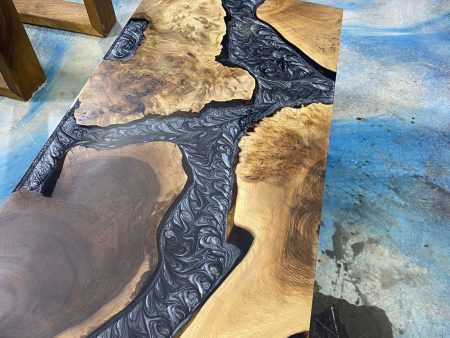 Epoxy Table, Epoxy Dining Table, Walnut Epoxy River Table, Custom 50” x 25” Walnut Metallic Gray Epoxy River Table Order for Gram Online Hot Sale