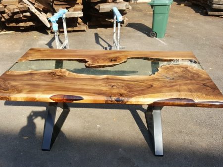 Walnut Dining Table, Custom 70” x 40” Table,  Walnut Clear Epoxy Table, River Table, Live Edge Table, Custom Order for Breanne Online now