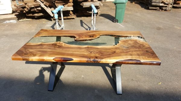 Walnut Dining Table, Custom 70” x 40” Table,  Walnut Clear Epoxy Table, River Table, Live Edge Table, Custom Order for Breanne Online now