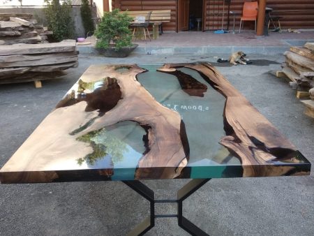 Epoxy Dining Table, Custom 84” x 48” Walnut Table, Clear Epoxy Table,  River Dining Table, Live Edge Table, Custom Order for Clint For Discount