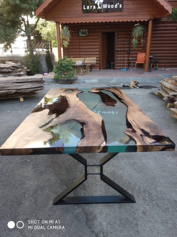 Epoxy Dining Table, Custom 84” x 48” Walnut Table, Clear Epoxy Table,  River Dining Table, Live Edge Table, Custom Order for Clint For Discount