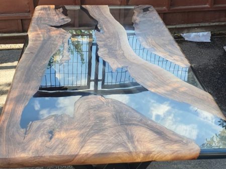 Epoxy Table, Epoxy Dining Table, Walnut Epoxy River Table, Custom 72” x 36” Walnut Smoke Gray Table, Epoxy River Table Order for Harriet B Online Sale