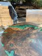 Round Dining Table, Custom 60” Diameter Round Walnut Wood Table, Emerald Green Epoxy Table, Epoxy Dining Table, Custom vOrder for Lai Online Sale