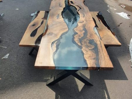 Epoxy Table, Epoxy Dining Table, Walnut Epoxy River Table, Custom 115” x 32” Walnut Epoxy River Table, Order for Corsetti Online now