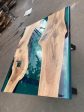 Epoxy Table, Live Edge Table, Custom 47” x 36” Walnut Transparent Translucent Turquoise Table, Epoxy River Table, Custom Order for Yuxi Discount