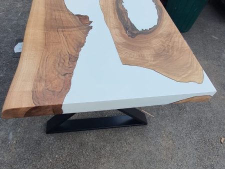 Walnut Dining Table, White Epoxy Table, Custom 66 x 24  Walnut White Epoxy Office, Wall Shelf Order for Vanessa Sale