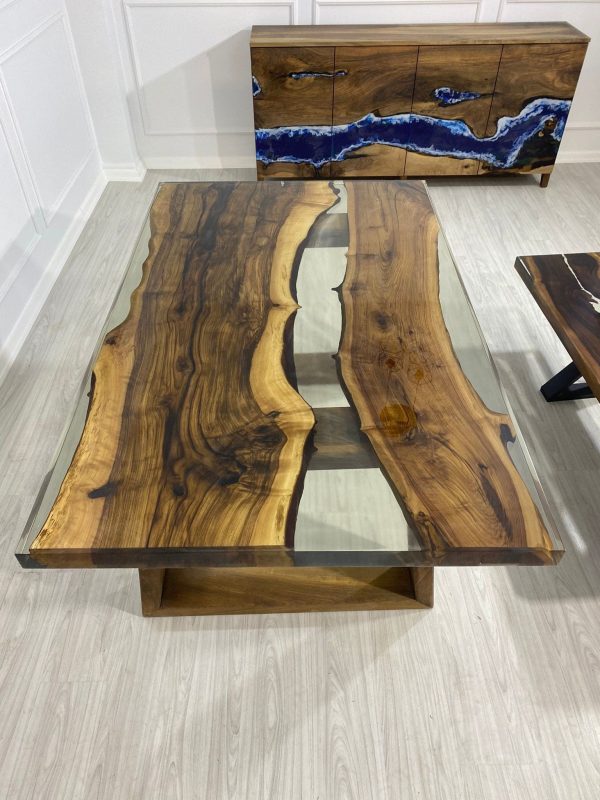 Epoxy Resin Table, Live Edge Table, Custom 68” x 42” Walnut Clear Epoxy Table, River Table, Wooden Table, Custom  Order for Mhaia Online now