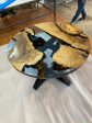 Round Dining Table, Custom 48” Round Walnut Transparent Light Sky Blue Table, Epoxy River Table, Live Edge Table, Custom Order for Kristie 1 Cheap