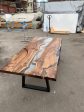 Clear Epoxy Table, Custom 72” x 36” Walnut Table, Clear Epoxy River Table, Live Edge Table, Wooden Table, Custom  Order for Veena For Sale