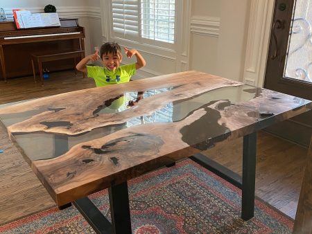 Epoxy Table, Epoxy Dining Table, Walnut Epoxy River Table, Custom 60  x 38  Walnut River Table, Epoxy Dining Table Order for Kristi Cheap