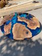 Epoxy Table, Epoxy Dining Table, Walnut Epoxy Round Dining Table, Custom 42” Round Walnut Wood Blue Epoxy Dining Table Order for Brandon B For Cheap