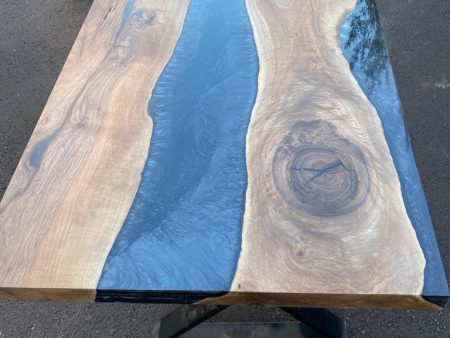 Walnut Dining Table, Clear Epoxy Table, Custom 60  x 30   Walnut Wood Metallic Gray Epoxy Table, Custom Order for Alexis L on Sale