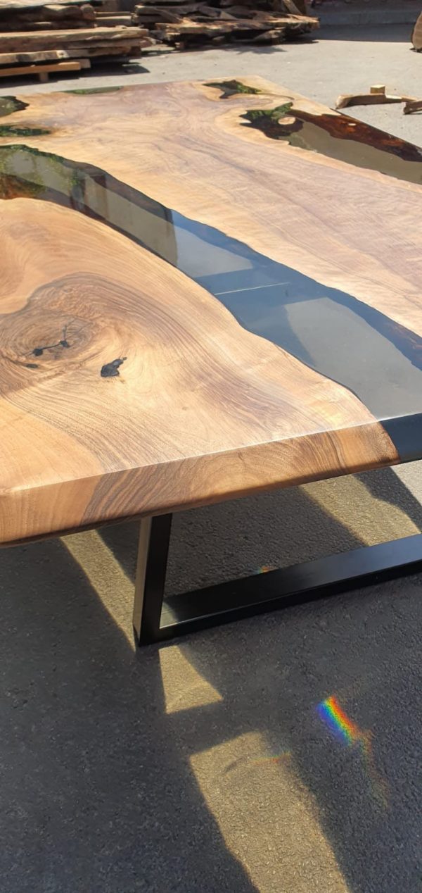 Epoxy Resin Table, Live Edge Table, Custom 96” x 42” Walnut Smoke Gray Table, Epoxy River Table, Custom Order for Andrea W Hot on Sale