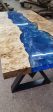 Epoxy Table, Epoxy Dining Table, Poplar Epoxy River Table, Custom 54” x 24” Poplar Blue Table, Epoxy Table, Custom Order for VN For Sale