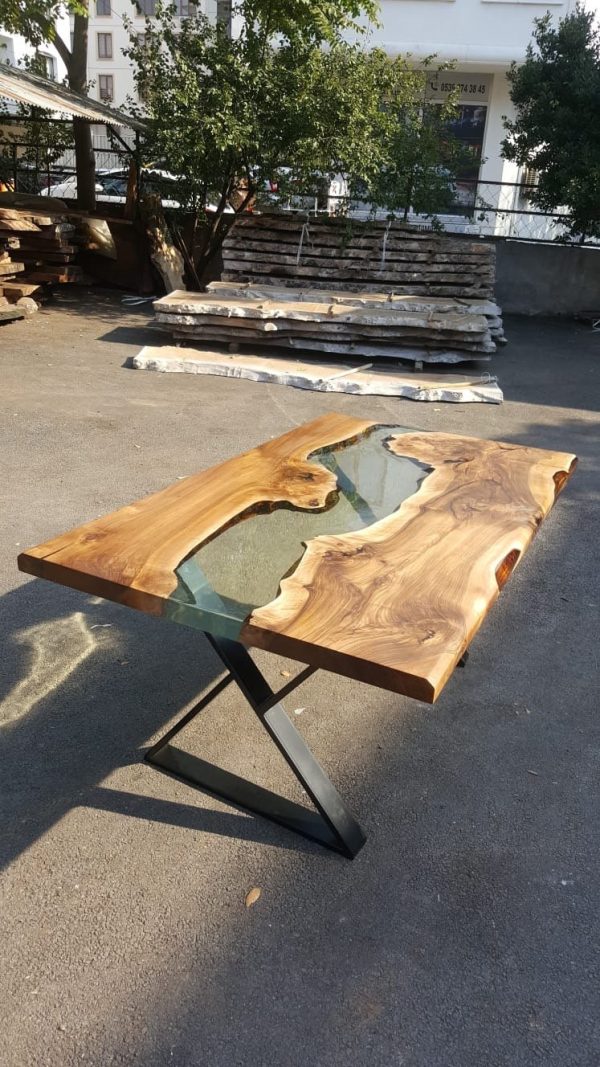 Walnut Dining Table, Custom 70” x 40” Table,  Walnut Clear Epoxy Table, River Table, Live Edge Table, Custom Order for Breanne Online now