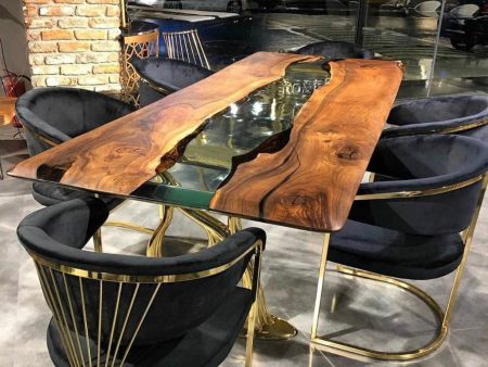 Made to Order Custom Table,  Epoxy Wood Table, Resin Clear Table, Epoxy Walnut Dining Table, Clear Epoxy Table, River Epoxy Dining Table For Cheap