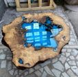 Made to Order Custom Table, Deep Sea Blue River Epoxy Table, Custom Walnut Epoxy Table, Resin Blue Epoxy, River Dining Table, Epoxy Table For Cheap