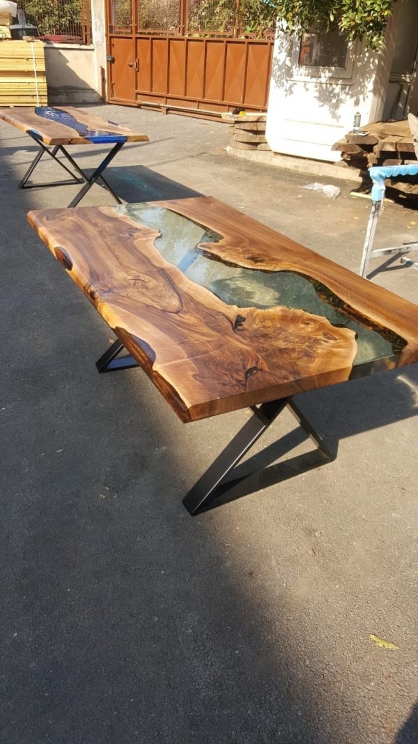 Walnut Dining Table, Custom 70” x 40” Table,  Walnut Clear Epoxy Table, River Table, Live Edge Table, Custom Order for Breanne Online now