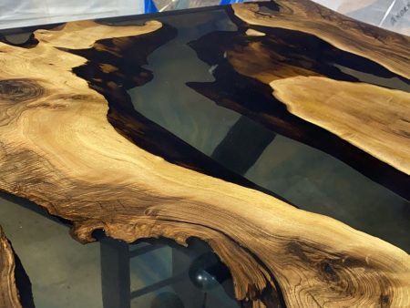 Handmade Epoxy Table, Custom 80” x 38” Walnut Smokey Gray Table, Live Edge Table, Epoxy River Table, Wooden Table, Order for Stephanie L Hot on Sale