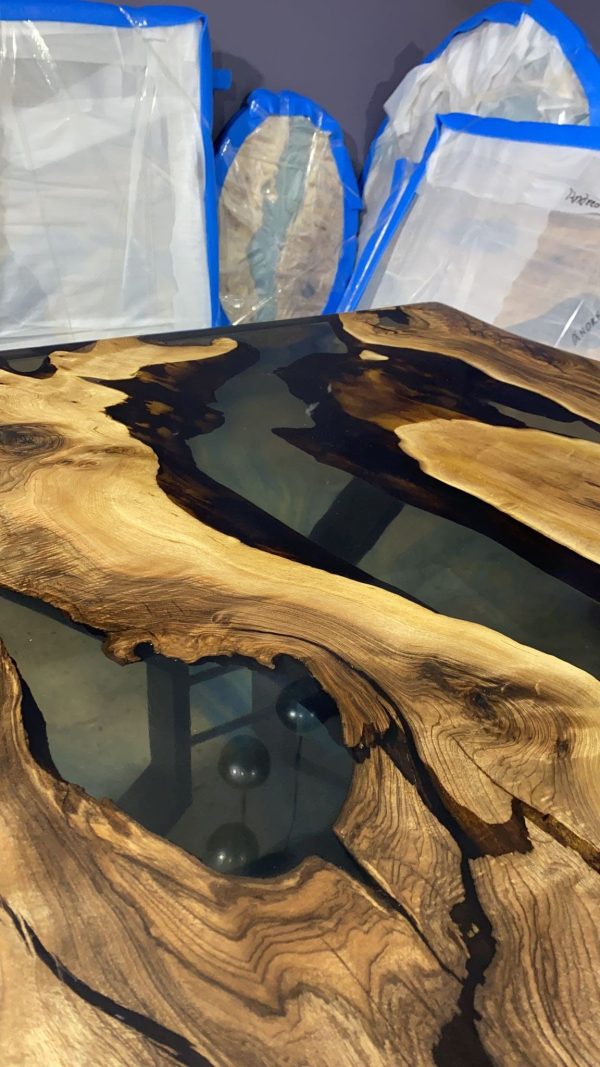 Handmade Epoxy Table, Custom 80” x 38” Walnut Smokey Gray Table, Live Edge Table, Epoxy River Table, Wooden Table, Order for Stephanie L Hot on Sale