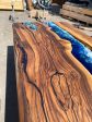 Epoxy Resin Table, Handmade Epoxy Table, Custom 90” x 42” Walnut Wood Deep Blue and Turquoise, White Waves Epoxy Table, for Kelly Bark2 Online now