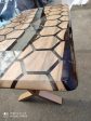 60” x 30” Walnut Clear Epoxy Table, Hexagon Honeycomb Table, Clear Resin Walnut Table, Handmade Epoxy Table, Unique Resin Table for E Sale