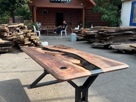 Handmade Epoxy Table, Walnut Dining Table, Live Edge Table, Epoxy Resin Table, Custom 72” x 36” Walnut Table, River Table, Order for Deese on Sale