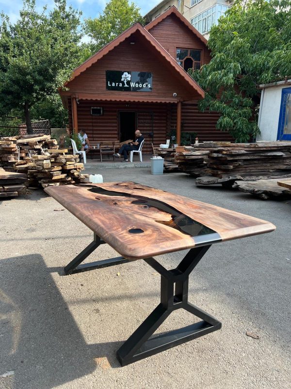 Handmade Epoxy Table, Walnut Dining Table, Live Edge Table, Epoxy Resin Table, Custom 72” x 36” Walnut Table, River Table, Order for Deese on Sale