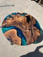 Round Dining Table, Custom 40” Round Walnut Blue Table, Turquoise, Green Epoxy Table, Epoxy Dining Table, Custom Order for Diana Cheap