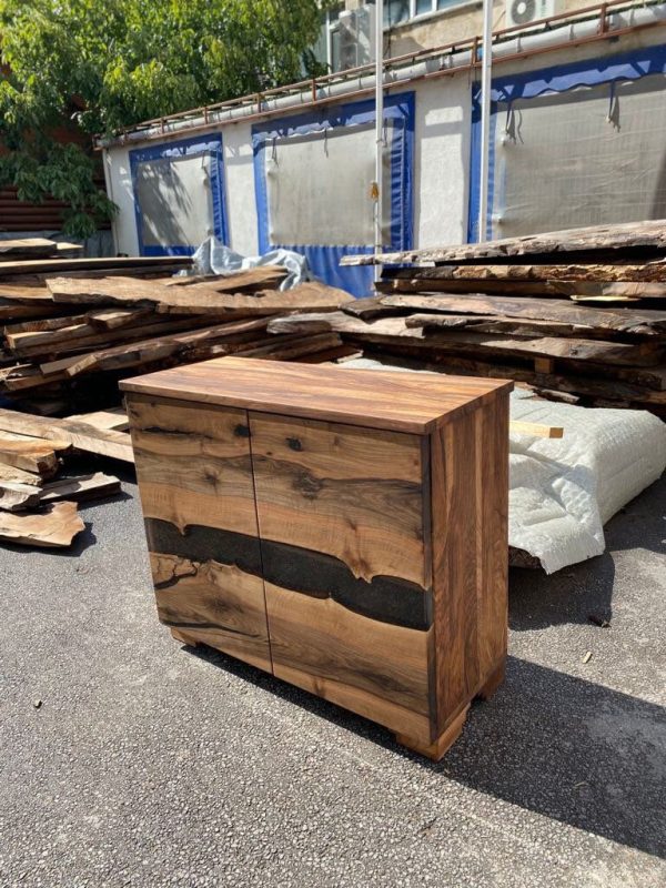 Custom 105cm x 25cm x 80cm Walnut Table, Wood Epoxy Resin Credenza, Walnut Epoxy Accent Cabinet, Epoxy Server, Epoxy Credenza for Chedburn Supply