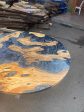 Olive Wood Epoxy Table, Custom 60” Diameter Round Olive Wood Table, Metallic Gray Epoxy Table, River Table, Custom Order for Leigh For Sale