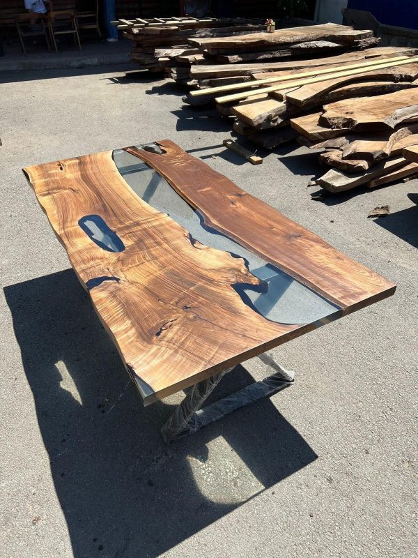 Live Edge Table, Epoxy Dining Table, Epoxy Resin Table, Custom 78” x 40” Walnut Table, Epoxy River Table, Custom Order for Gemma Online