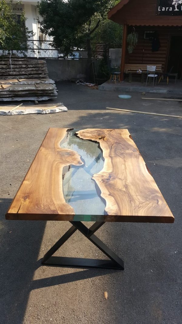 Walnut Dining Table, Custom 70” x 40” Table,  Walnut Clear Epoxy Table, River Table, Live Edge Table, Custom Order for Breanne Online now