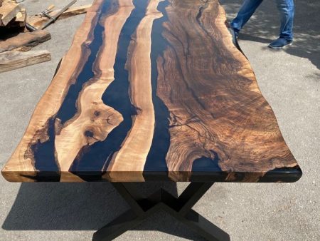 Live Edge Table, Custom 72  x 36  Epoxy Table, Walnut Dining Table, Epoxy Resin Table, Black Epoxy Table, Custom Order for Jessica John For Discount