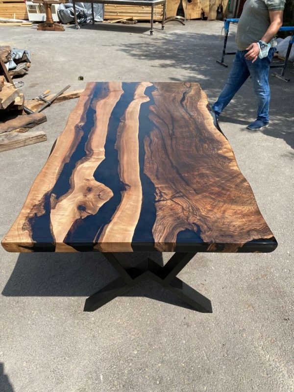 Live Edge Table, Custom 72  x 36  Epoxy Table, Walnut Dining Table, Epoxy Resin Table, Black Epoxy Table, Custom Order for Jessica John For Discount