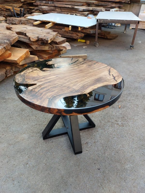 Epoxy Round Table, Epoxy Dining Table, Walnut Epoxy River Table, Custom 36” Round Walnut Wood Table, Black Epoxy Table, Order for Kelsey Discount