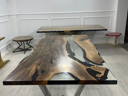 Live Edge Table, Epoxy Dining Table, Epoxy Resin Table, Custom 80” x 41” Walnut Table, Clear Epoxy River Table, Custom Order for Mary G Online now