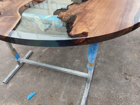 Round Dining Table, Custom 48” Diameter Round Table, Walnut Wood Clear Table, Clear Epoxy Table, Live Edge Table, Custom Order for Gernot Online Hot Sale