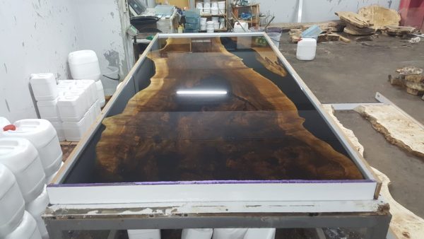 Walnut Dining Table, Custom 108” x 48” Walnut Black Table, Live Edge Table, Epoxy Dining Table, Custom Order for Courtney on Sale