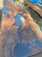 Epoxy Table, Epoxy Dining Table, Walnut Epoxy River Table, Custom 84” x 42” Walnut Wood Smokey Gray Epoxy Table Order for Schaun For Sale