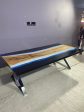 Epoxy Resin Table, Custom 96” x 40  Walnut Table, Light Gray, Blue and Black Epoxy Table, Custom Order for Christine Discount