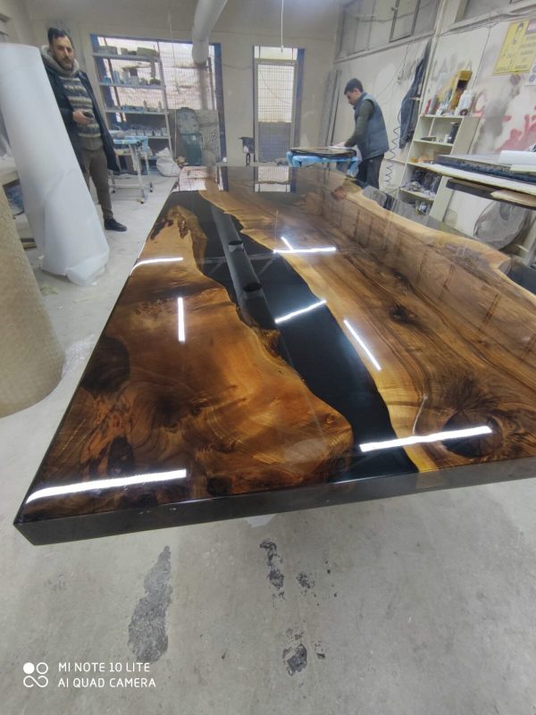 Walnut Dining Table, Custom 108” x 48” Walnut Black Table, Live Edge Table, Epoxy Dining Table, Custom Order for Courtney on Sale