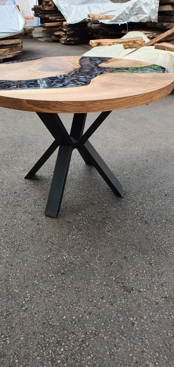 Walnut Dining Table, Epoxy Resin Table, Custom 45” Diameter Round Walnut Wood Metallic Gray Table, Epoxy Table, Custom Order for David H Supply