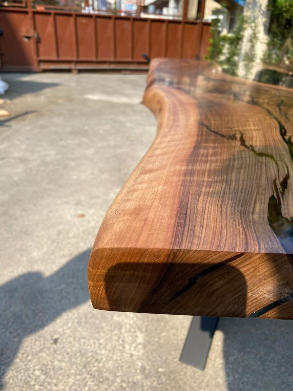 Clear Epoxy, Custom 96” x 40” Walnut Table, Clear Epoxy River Table, Live Edge Dining Table, Custom Order for Ebru Online now