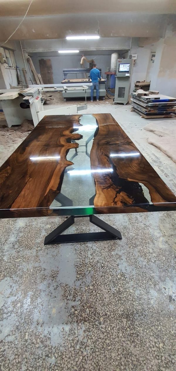 Handmade Epoxy Table, Custom 72  x 36   Epoxy Table, Wood Resin Clear Table, Epoxy Walnut Dining Table, Ultra Clear Epoxy Table for Regla Hot on Sale