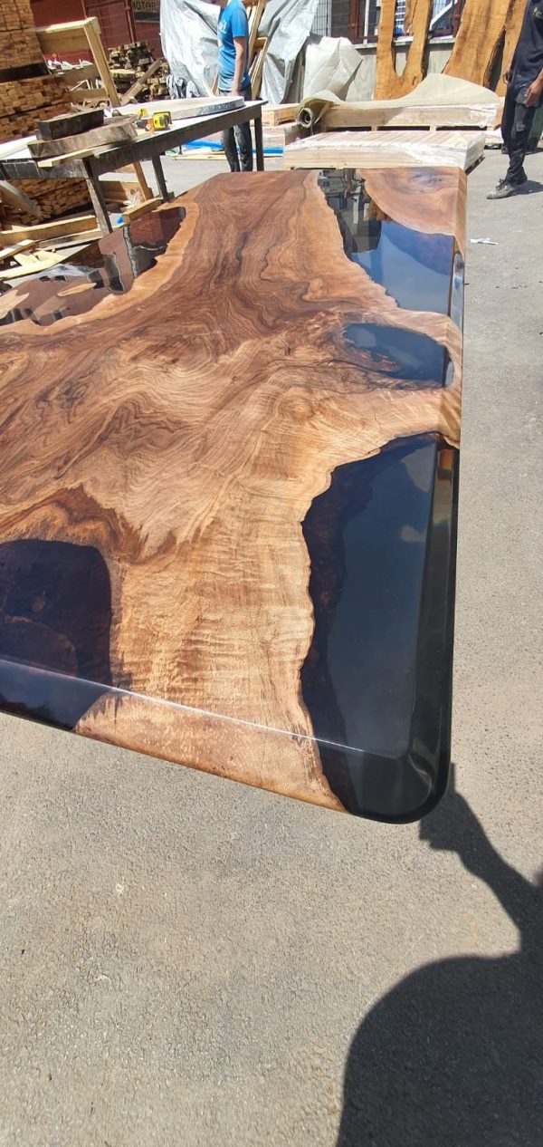 Epoxy Resin Table, Live Edge Table, Custom 96” x 42” Walnut Smoke Gray Table, Epoxy River Table, Custom Order for Andrea W Hot on Sale