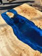 Epoxy Dining Table, Live Edge Table, Custom 79” x 44” Poplar Wood Blue, Turquoise and White Waves Epoxy River Dining Table, Order for Laurel For Sale