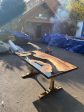 Walnut Dining Table, Custom 72” x 36” Walnut Smoke Gray Table, Epoxy River Table, Live Edge Table, River Table, Custom Order for Taylor S 1 For Discount